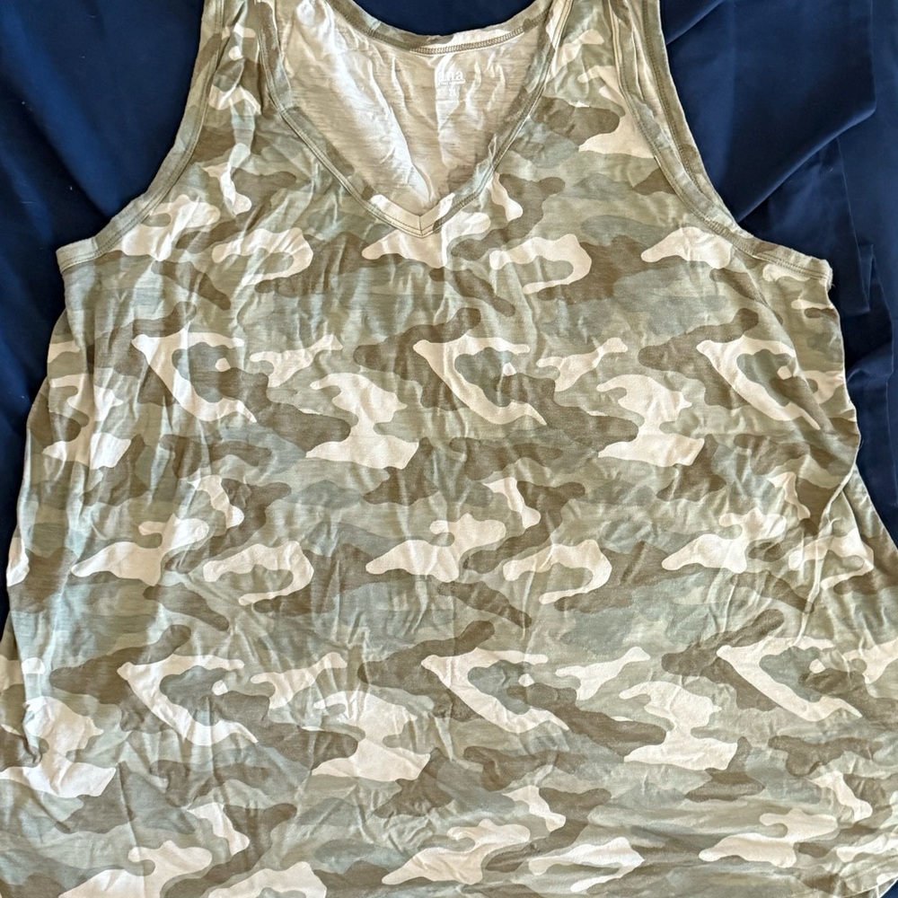 a.n.a Green Camouflage Tank Top